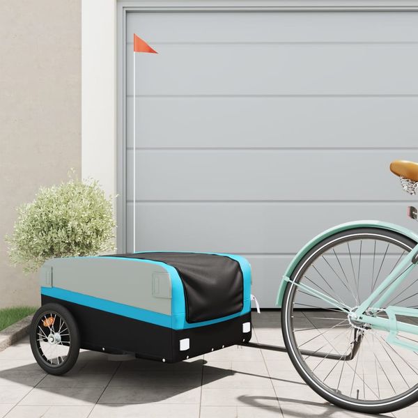 vidaXL Vozík za bicykel, čierno modrý 45 kg, železo