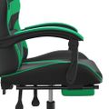 vidaXL Herná stolička s opierkou na nohy čierna a zelená umelá koža