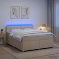 vidaXL Posteľ boxspring s matracom Krémová 140 x 200 cm Látka