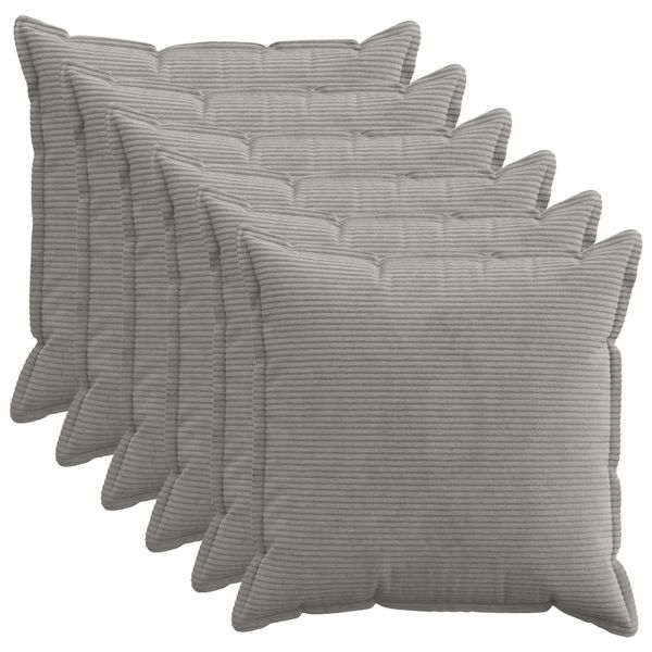 vidaXL Poťah na podložku 6 ks HOUTEN Svetlosivá 80 x 80 cm manšestr