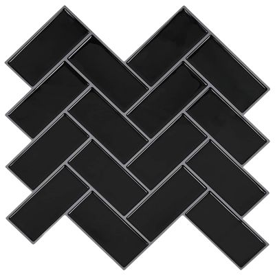 vidaXL Dlaždica herringbone 10 pcs Čierna 30 x 30 cm Polyuretán a PET