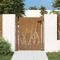 vidaXL Záhradná brána 100x125 cm, oceľ Corten, dizajn s trávou