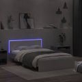 vidaXL Posteľný rám s čelom a LED biely 135x190 cm