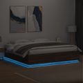 vidaXL Posteľný rám s LED svetlami hnedý dub 180x200 cm kompoz. drevo