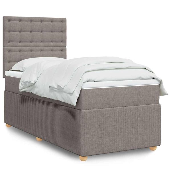 vidaXL Posteľný rám boxspring s matracom sivohnedý 90x190 cm látka