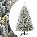 vidaXL Umelý Sklápací Vianočný Stromček 150 LED Zelená a biela 150 cm