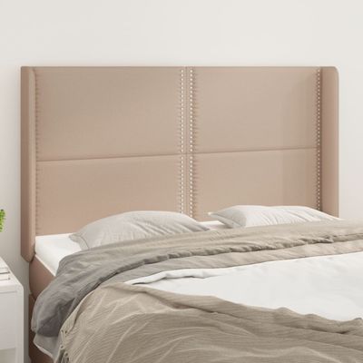 vidaXL Čelo postele so záhybmi kapučínové 147x16x118/128 cm umelá koža
