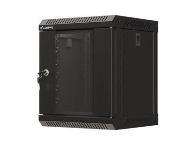 Lanberg racková skriňa 10'' pro montáž na stenu 6u/300x300 (flat pack) s prosklenými dvermi čierna
