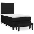 vidaXL Posteľný rám boxspring s matracom čierny 90x200 cm látka