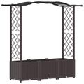 vidaXL Vyvýšený záhon s mriežkou a strechou Hnedá 164 x 40 x 138 cm PP