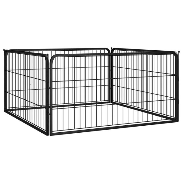 vidaXL Ohrádka pre psov 4 panely čierna 100x50 cm práškovaná oceľ