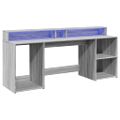 vidaXL Stôl s LED svetlami sivá sonoma 200x55x91 cm kompozitné drevo
