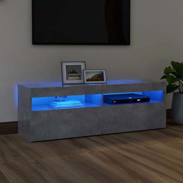 vidaXL TV skrinka s LED svetlami betónová sivá 120x35x40 cm