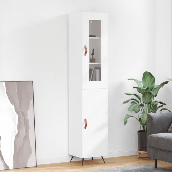 vidaXL Vysoká skrinka biela 34,5x34x180 cm spracované drevo