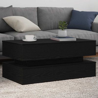 vidaXL Konferenčný stolík s LED svetlami, čierny dub 90x50x40 cm