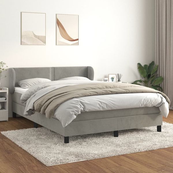 vidaXL Posteľný rám boxsping s matracom bledosivý 140x200 cm zamat