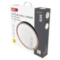 LED nástenné svietidlo ILVI, kruhové 30 W, stmievanie + CCT, čierna + drevo