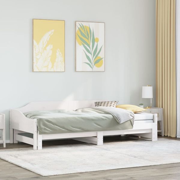 vidaXL Vysúvacia denná posteľ biela 90x200 cm masívna borovica