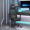 vidaXL Herná stolička s podnožkou čierna látková