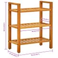 vidaXL Regál na topánky s 3 policami 50x27x60 cm dubový masív