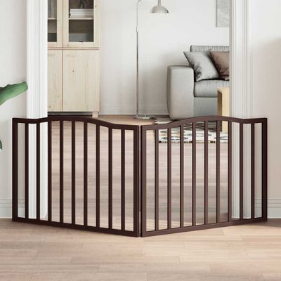 vidaXL Brána pre psa skladacia 2 panely hnedá dub 160cm topoľové drevo