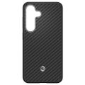 Puzdro Samsung Enzo Aramid pre Samsung Galaxy S25+ Čierna-Strieborná