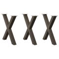 vidaXL Nohy k jedálenskému stolu v tvare X, 3 ks, prírodná oceľ, 70 x (72-73) cm, oceľ