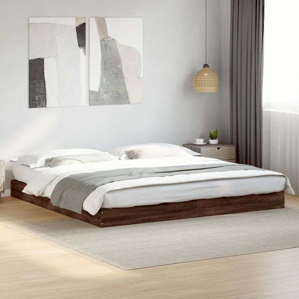 vidaXL Posteľný rám bez matraca hnedý dub 180x200 cm kompozitné drevo