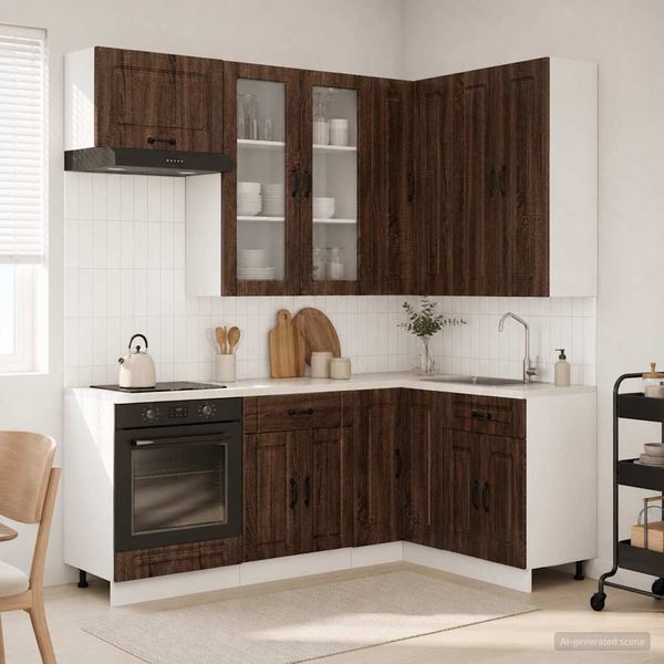 vidaXL Kuchynská jednotka KALMAR 8 ks Hnedý dub Kompozitné drevo