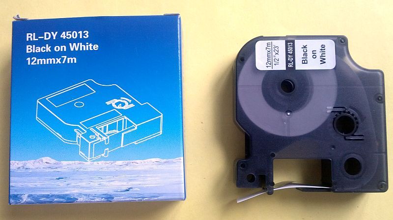 kompatibilná páska pre DYMO 45013 D1 Black On White Tape (12mmx7m)