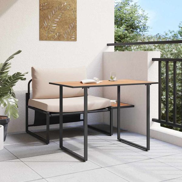 vidaXL Záhradné oceľové sedenie 2 pcs Sivohnedá Oceľ