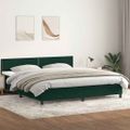 vidaXL Box Spring Posteľ s matracom a LED Tmavo zelená 200x210 cm Zamat