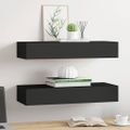 vidaXL Nástenné zásuvkové police 2 ks čierne 60x23,5x10 cm MDF