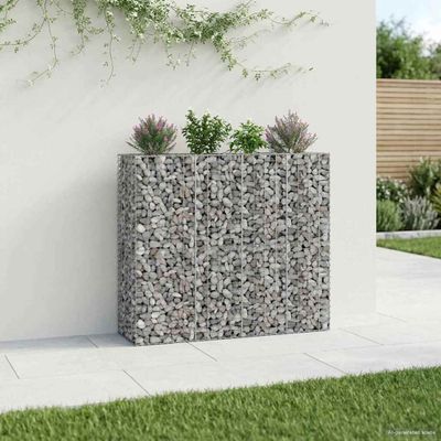 vidaXL Gabiónová vyvýšená posteľ 2 pcs Strieborná 170 x 50 x 150 cm