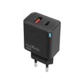 Nabíjačka Maxlife MXTC-09-30AC GaN PD QC 1x USB-C 1x USB 30W čierna