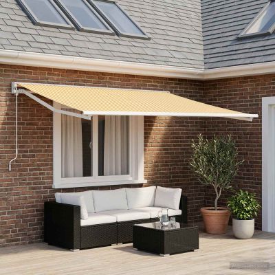vidaXL Náhradná látka na markízu Žltá a biela 300 x 250 cm Polyester