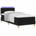 vidaXL LED box s pružinami s LED pásikmi Čierny 90 x 190 cm látka