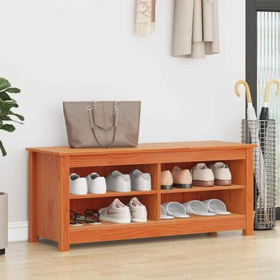 vidaXL Úložná lavička s poličkou Včelí hnedý 110 x 38 x 45,5 cm