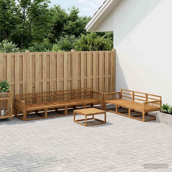 vidaXL Záhradná súprava gaučov 8 pcs Prírodná Pevné akáciové drevo