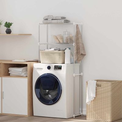 vidaXL Polica na práčku s úložiskom Biela 70 x 27 x 136 cm Hliník