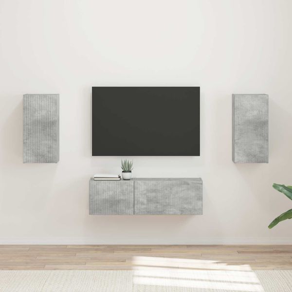 vidaXL Sada nástenného kabinetu na TV Nástenný 4 pcs Betónová šedá