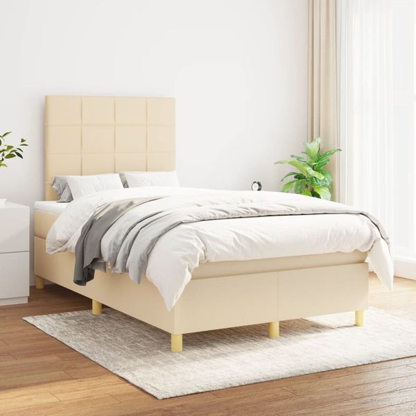 vidaXL Boxspring posteľ s matracom krémový 120x200 cm látka