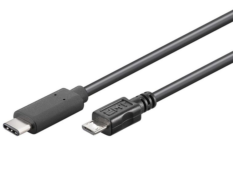 PremiumCord USB-C/male - USB 2.0 Micro-B/Male, čierny, 1m
