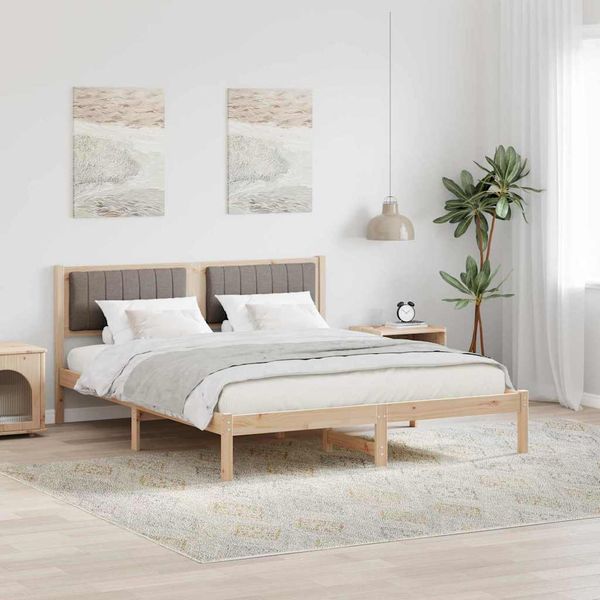 vidaXL Rám postele s čalúneným čelom Sivohnedá 150 x 200 cm