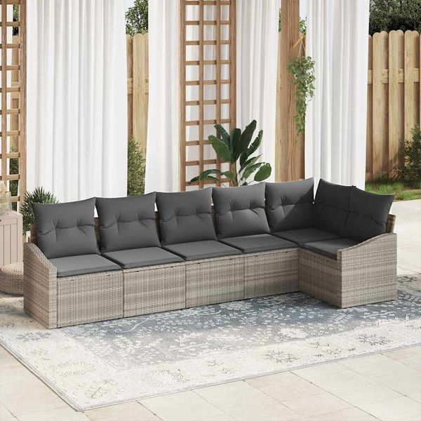 vidaXL Súprava záhradných pohoviek 6 pcs Svetlosivá polyratan