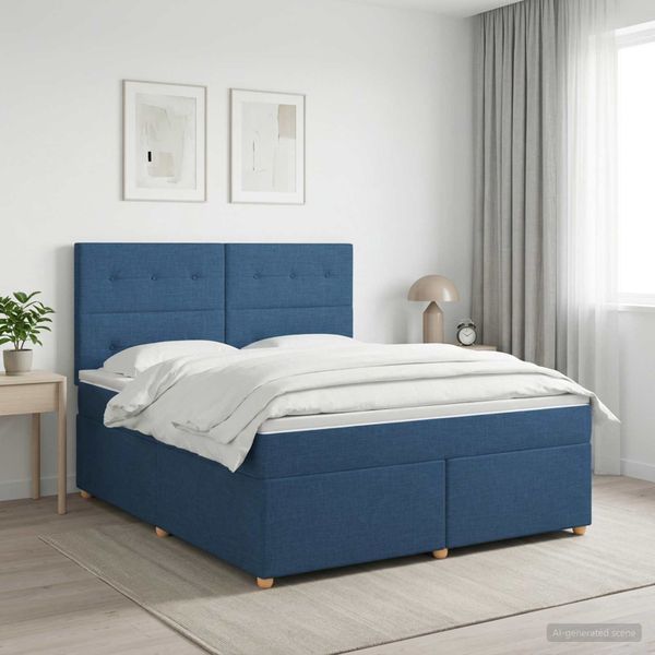 vidaXL Posteľ boxspring s matracom Modrá 140 x 200 cm Látka