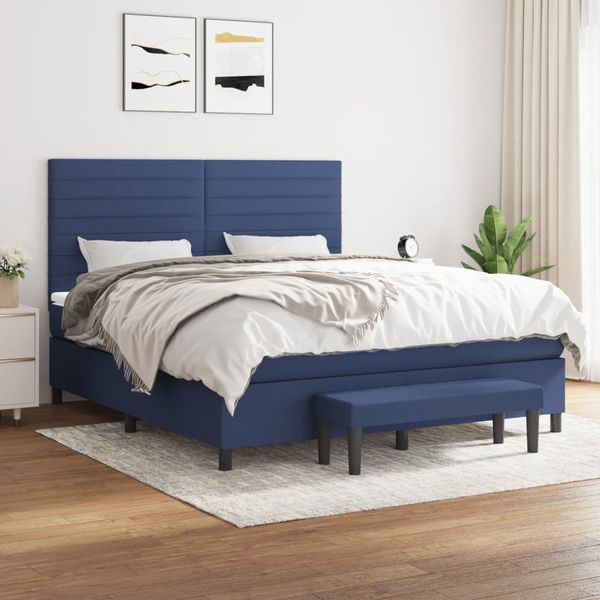 vidaXL Posteľný rám boxspring s matracom modrý 160x200 cm látka