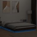 vidaXL Posteľný rám s LED svetlami hnedý dub 135x190 cm kompoz. drevo