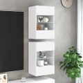 vidaXL Nástenné skrinky s LED osvetlením pre TV 2 ks biele 40x30x60,5 cm