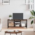 vidaXL TV skrinka dymový dub 100x35x45 cm kompozitné drevo a železo